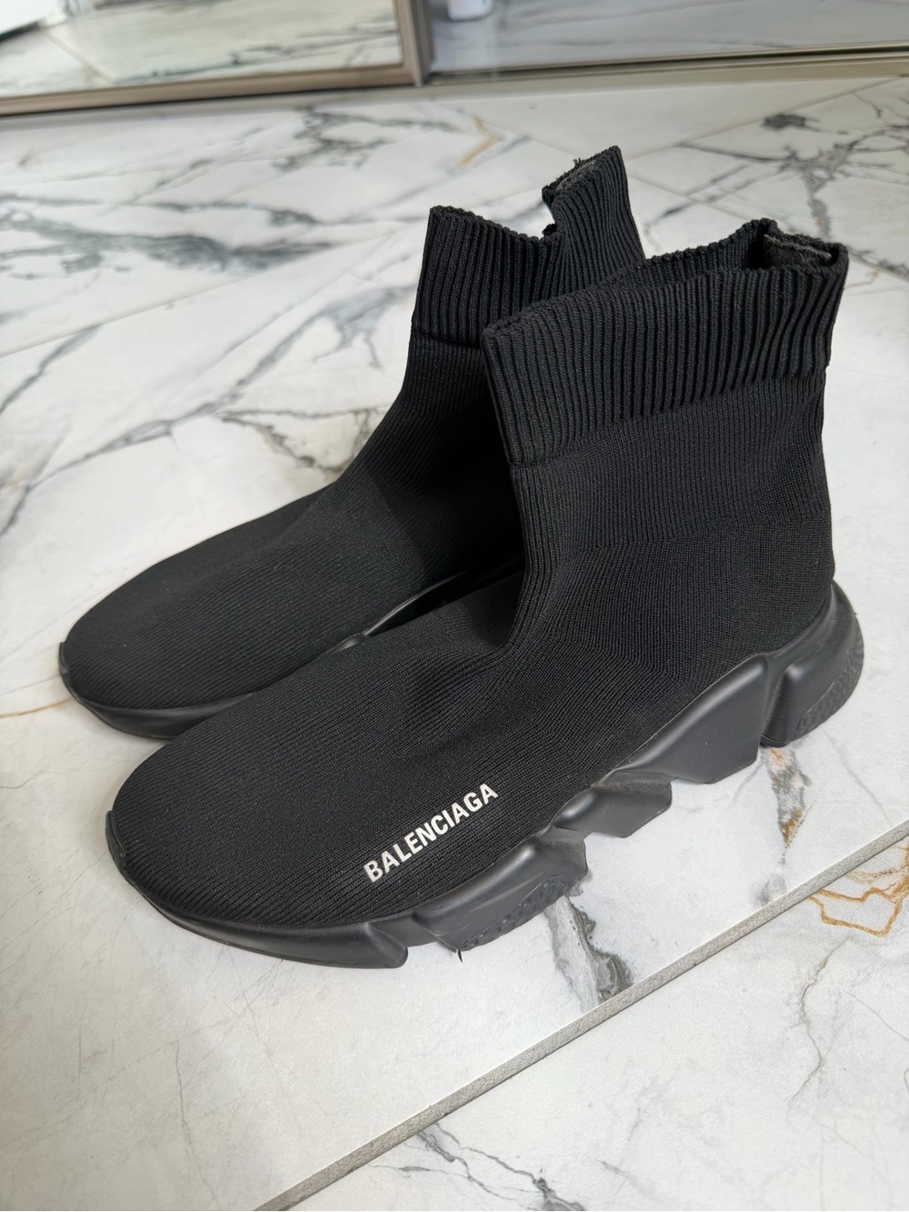 Balenciaga Black Stretch Knit Sock Sneakers